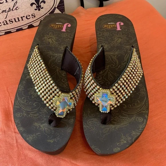 Justin Ladies Platform Flip Flop Sandals - Picture 3 of 14